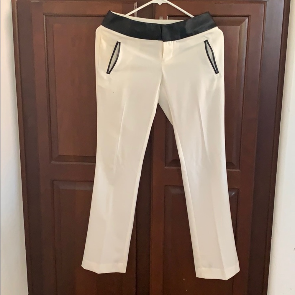 Calvin Klein OffWhite Pants- Faux Leather Lining